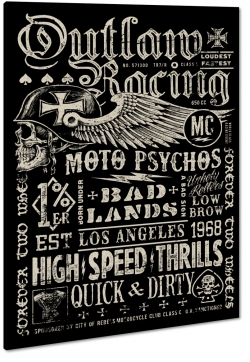 grafika, vintage, motocykle, gang, harley davidson, czaszka, skrzydo, black, plakat, wycig