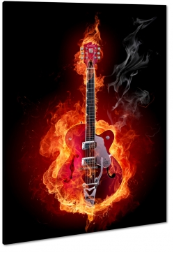 gitara, muzyka, ogie, pomie, dym, rock, koncert, ognista, struny, czerwona, art, abstrakcja, czarne to