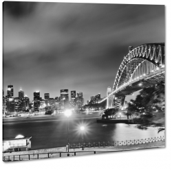 harbour bridge, sydney, australia, most, opera house, zatoka, port jackson, b&w