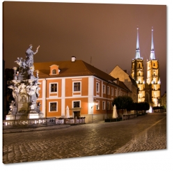 wrocaw, rynek, katedra, rzeba, statua, noc, wiata, koci, religia, kultura, polska