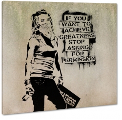 dziewczyna, banksy, graffiti, cytat, przekaz, puszka, chusta, walka