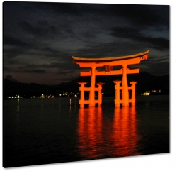 itsukushima, miyajima, brama torii, kyoto, morze japoskie, podr, noc, dark, ciemno, czarny, czerwony