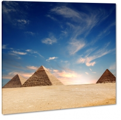 piramidy, egipt, afryka, faraon, staroytno, pustynia, lato, upa, zachd soca, piasek, wydmy, niebieskie niebo