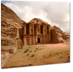 ad deir, jordan, petra, piaskowiec, budowla, zabytek, wykuty, pustynny, widok, atrakcja