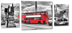 autobus, czerwony, pitrowy, kolumna nelsona, londyn, anglia, podr, szare to, ulica, street, b&w