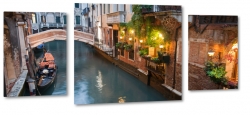 wenecja, canal grande, cienina, kamienice, gondola, kultura, wochy, wodne miasto, wieczr, most, przejcie