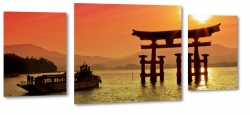 brama torii, japonia, morze japoskie, zachd soca, podr, krajobraz, widok, pejza, rejs, jacht, czerwony