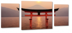 brama torii, japonia, architektura azjatycka, morze japoskie, czerwony