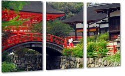 czerwony most, japonia, ogrd, zen, spokj, pejza, azjatycka architektura