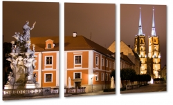 wrocaw, rynek, katedra, rzeba, statua, noc, wiata, koci, religia, kultura, polska