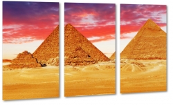 piramidy, egipt, afryka, faraon, staroytno, pustynia, lato, upa, zachd soca, piasek, wydmy, czerwone niebo