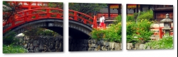 japonia, most, czerwony mostek, ogrd, kwiaty, spokj, relaks, park, zen