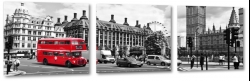 londyn, big ben, westminster, czerwony autobus, miasto, centrum, szary