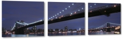 most brookliski, blask wiate, panorama, rzeka, east river, manhattan, nowy jork, miasto, city, metropolia, noc