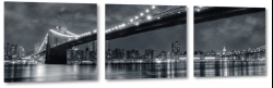 nowy jork, most brookliski, skyline, widok, panorama, nocne ycie, miejski pejza, czarny
