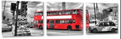 autobus, czerwony, pitrowy, londyn, anglia, podr, kolumna nelsona, pomnik, statua, skrzyowanie, street, szare to, ulica, b&w