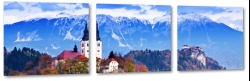 alpy, austria, jezioro, gry, koci, witynia, widok, nad brzegiem, klimat, odpoczynek, lustrzane odbicie