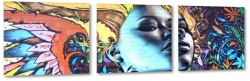 graffiti, kobieta, mozaika, kolorowo, mural, malarz, malarstwo, tapeta, sztuka, art, artystycznie