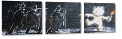 banksy, street art, graffiti, malarstwo, sztuka, art, mi, symbolika, policja, obrona, koktajl mootowa