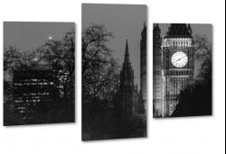 big ben, westminster, anglia, londyn, b&w, dark, czarny, zegar, noc