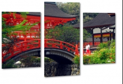 czerwony most, japonia, ogrd, zen, spokj, pejza, azjatycka architektura