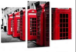 budka telefoniczna, telephone, czerwona, londyn, anglia, london road, street, ulica, szary, b&w
