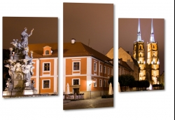 wrocaw, rynek, katedra, rzeba, statua, noc, wiata, koci, religia, kultura, polska