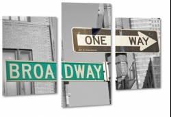 broadway, manhattan, nowy jork, new york, usa, ulica, street, one way, kierunek, znak, szary