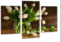 tulipany, bukiet, wazon, jabka, do salonu, holandia