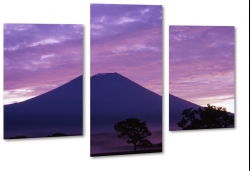 gra, wulkan, fuji, japonia, drzewa, fioletowy, krajobraz, widok, zmrok