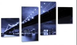 nowy jork, most brookliski, skyline, widok, panorama, nocne ycie, miejski pejza, czarny