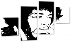 jimi hendrix, gitara, rock, czarny, biae to, zarys, kontrast