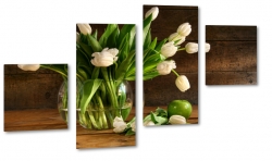 bukiet tulipanw, biae, otwarte, licie, ogrd, styl, gsto, do salonu, wazon