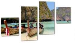 tajlandia, katamaran, wakacje, tropiki, krajobraz, klif, morze, brzeg