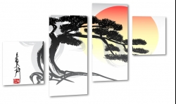 drzewo, japonia, abstrakcja rysunek, sztuka, kultura, korzenie, przekaz, symbol, tusz, rysunek tuszem, kaligrafia