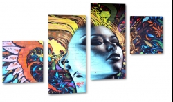 graffiti, kobieta, mozaika, kolorowo, mural, malarz, malarstwo, tapeta, sztuka, art, artystycznie