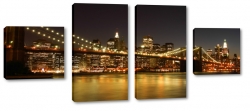 nowy jork, most brookliski, skyline, widok, panorama, nocne ycie, miejski pejza