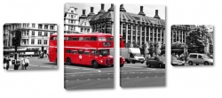 autobus, czerwony, pitrowy, londyn, anglia, podr, szare to, ulica, street, centrum miasta