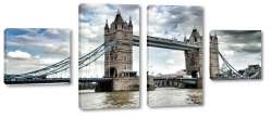 tower bridge, londyn, tamiza, most, wiee, styl wiktoriaski, chmury