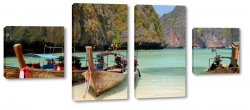 tajlandia, katamaran, wakacje, tropiki, krajobraz, klif, morze, brzeg, skaa