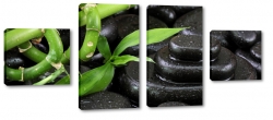 kamienie, wellness, bambus, pncze, rolina, krople wody, deszcz, czarny, zielony, relaks