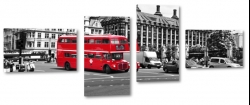 autobus, czerwony, pitrowy, londyn, anglia, podr, szare to, ulica, street, centrum miasta