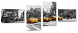 takswki, taxi, street foto, nowy jork, city, miasto, wieowce, ruch uliczny, szare to, b&w, ty