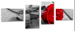 ra, czerwona, rosa, patki, kolce, romantyczna, b&w