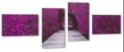 most, pomost, fioletowe drzewa, droga, cel, natura, romantycznie