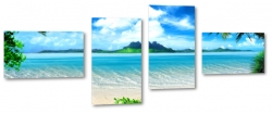 wyspa, palmy, plaa, piasek, morze, wakacje, niebieski, brzeg, chmury