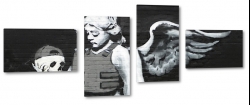 hamlet, graffiti, anio, dziewczynka, skrzyda, czaszka, mural, art, artystycznie, banksy, dark, czarny