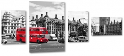 autobus, czerwony, pitrowy, londyn, anglia, podr, szare to, ulica, street, centrum miasta, westminster