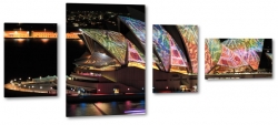 sydney opera house, australia, sydney, opera, sztuka, atrakcja, kolorowe, tczowe, noc