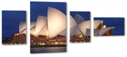 sydney opera house, australia, sydney, opera, sztuka, atrakcja, dark, noc, blask, wiata, skyline